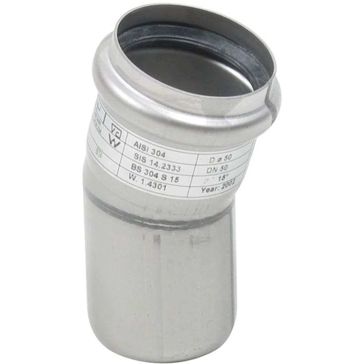 Ø 40 mm x 15° Bøjning rustfri AISI304/EN1.4301 BLÜCHER