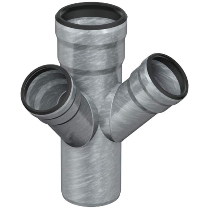 Aco GM-X dobbelt grenrør, 87°, Ø100x70 mm, galvaniseret stål