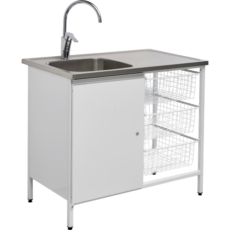 Contura CAB 10 V stålbord, 100x60 cm, rustfrit stål/hvid