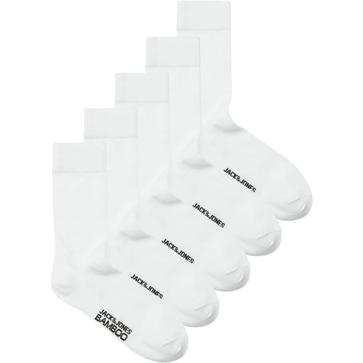 Jack & Jones JACBASIC 5-pak Bambus strømper, White, ONESIZE