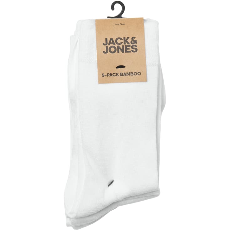 Jack & Jones JACBASIC 5-pak Bambus strømper, White, ONESIZE