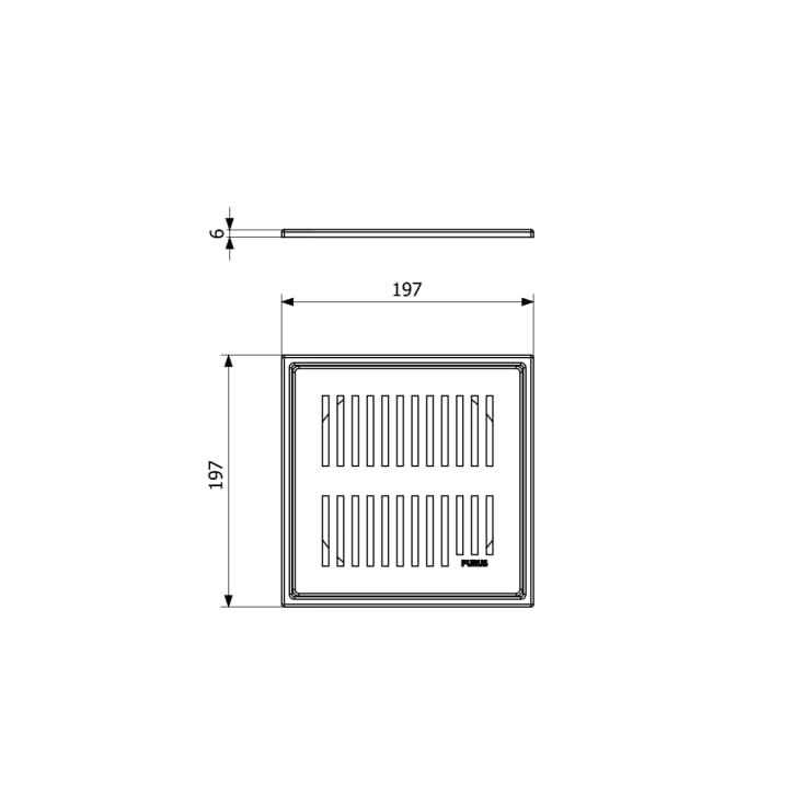 Purus Square Rib klinkerram, 197x197 mm, rostfritt stål