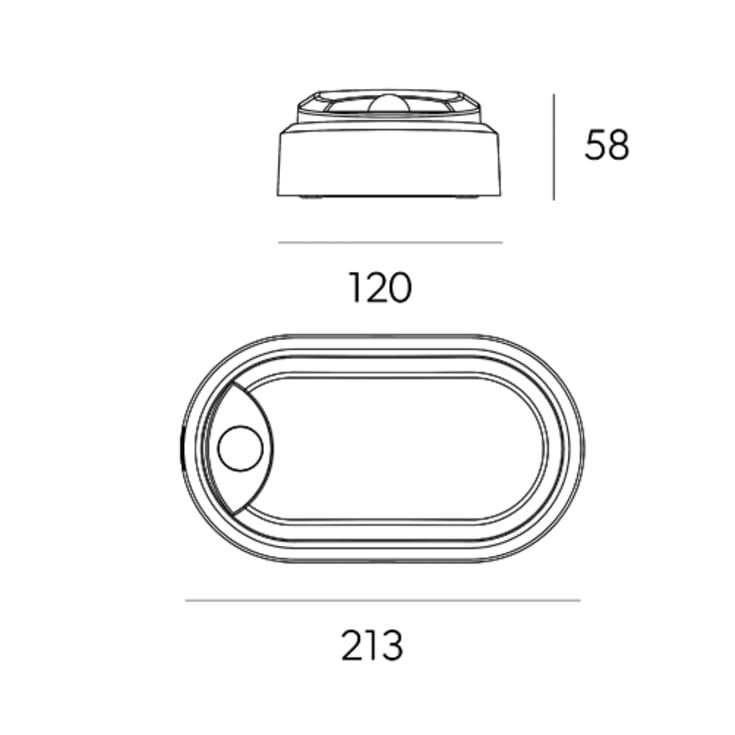 4lite Pylus Oval udendørs væglampe med sensor, sort