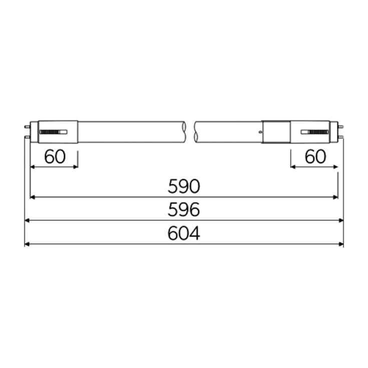 4lite T8 lysstofrør, 5W/9W, 60 cm
