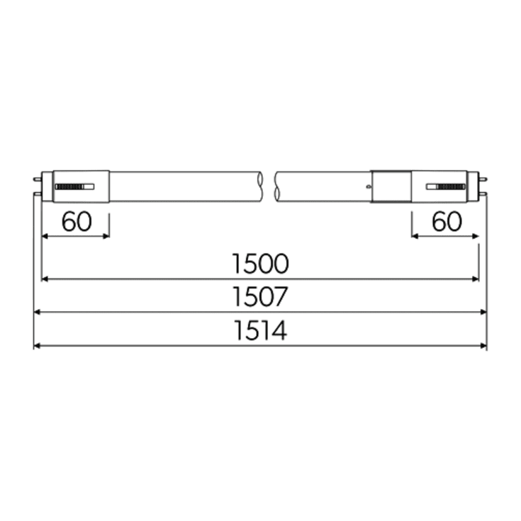 4lite T8 lysstofrør, 12W/22W, 150 cm