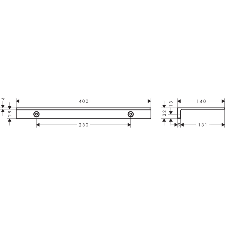 Hansgrohe AddStoris hylde, 40x14 cm, mat hvid
