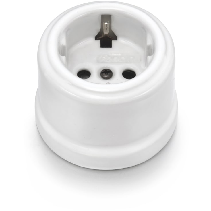 Fontini Garby Schuko-uttag 2P+T med petskydd utan kablage, vitt porselen