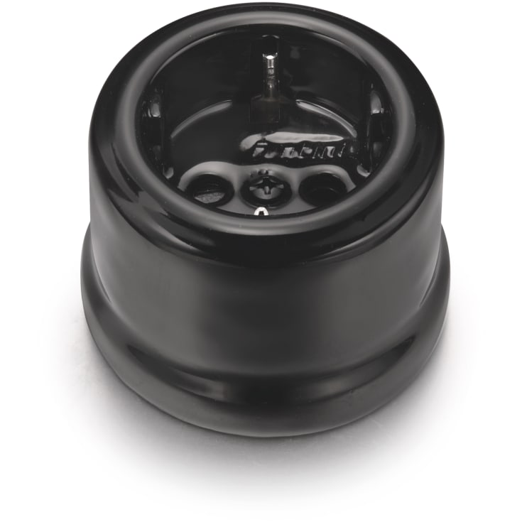Fontini Garby Schuko-uttag 2P+T med petskydd utan kablage, svart porslin