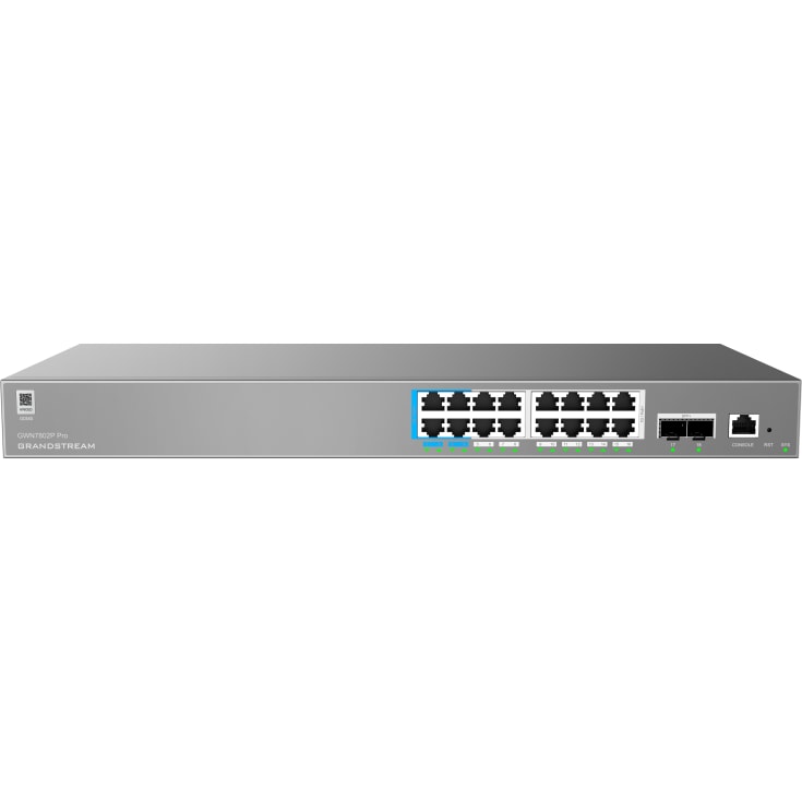 Grandstream GWN7802P Pro switch, L2, 16X1G, 2XSFP+, 16XPoE, 250W