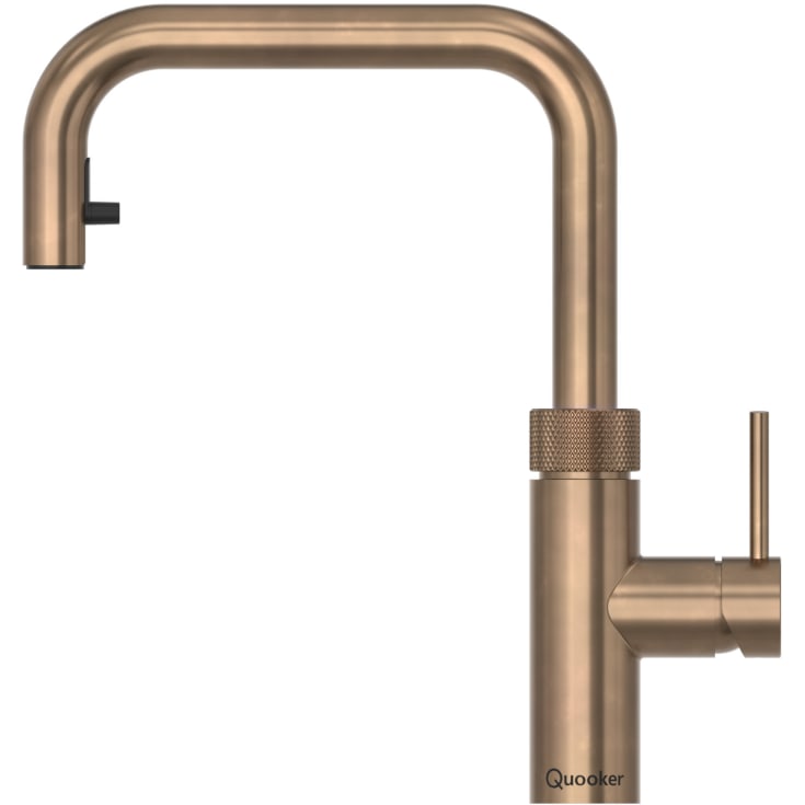 Quooker Flex Square kjøkkenarmatur, uttrekkbar tut, brunert messing