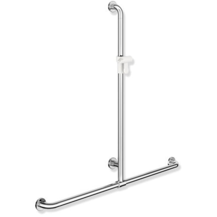 Hewi 801 T støttegreb/brusestang, 118,4x110 cm, krom/hvid