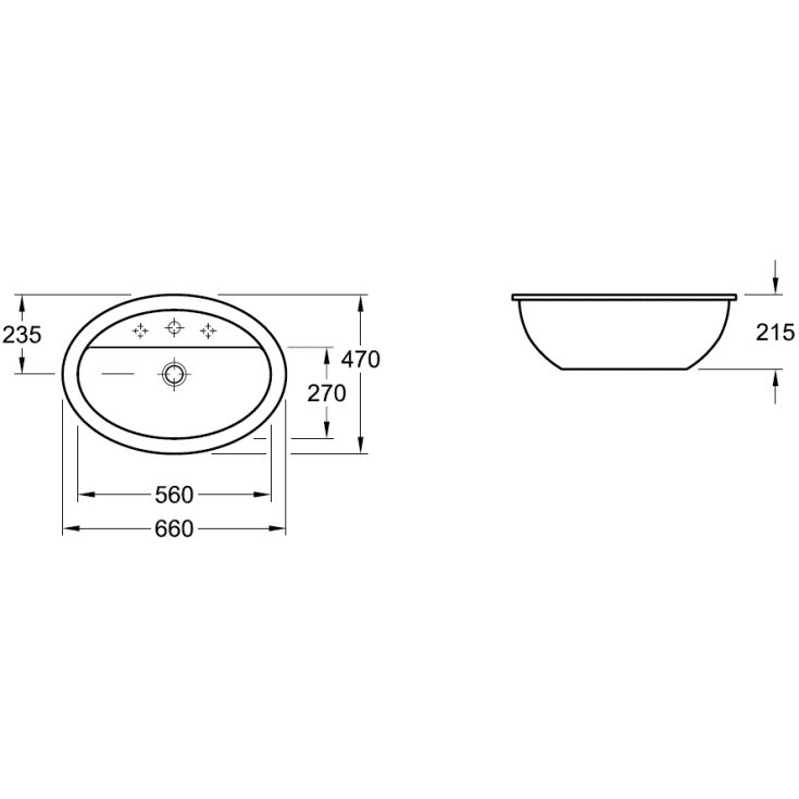V&B Loop & Friends underlimingsservant, 560x370 mm, hvit med CeramicPlus