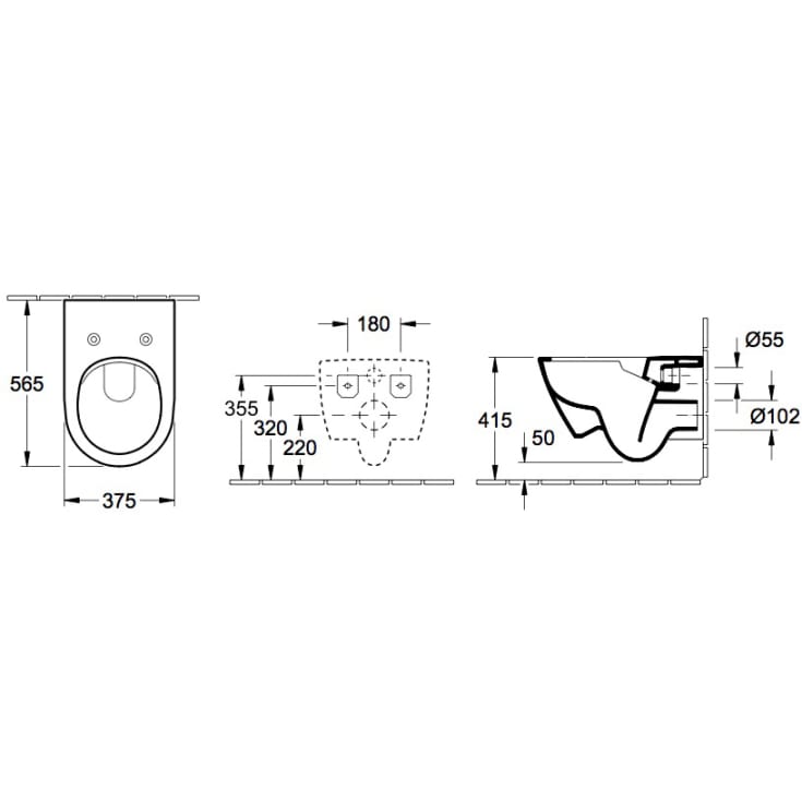 V&B Subway 2.0 vegghengt toalett, 370x560 mm. graphite, med directflush