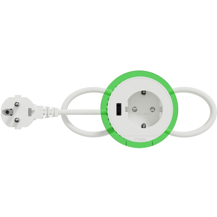 Schneider Electric Unica+ XS bordstikkontakt med USB+C, hvid