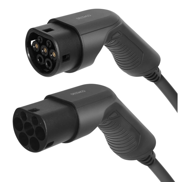 Deltaco EV-Kabel Type2 3-fase 32A, 3M sort