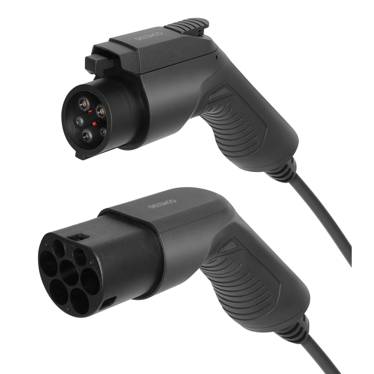 Deltaco EV-Kabel Type2/1 1-fase 16A 3,6KW 5M sort