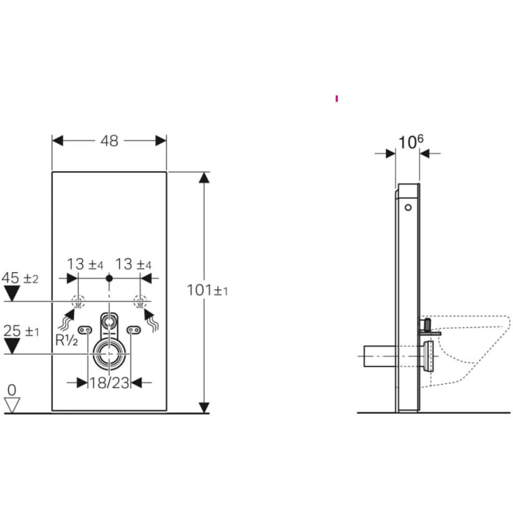 Geberit Monolith sisterne for vegghengt toalett, 101 cm, hvit