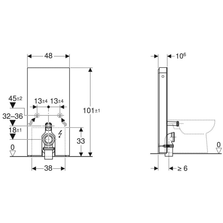 Geberit Monolith Plus cisterne til back-to-wall toilet, 101 cm, hvidt glas