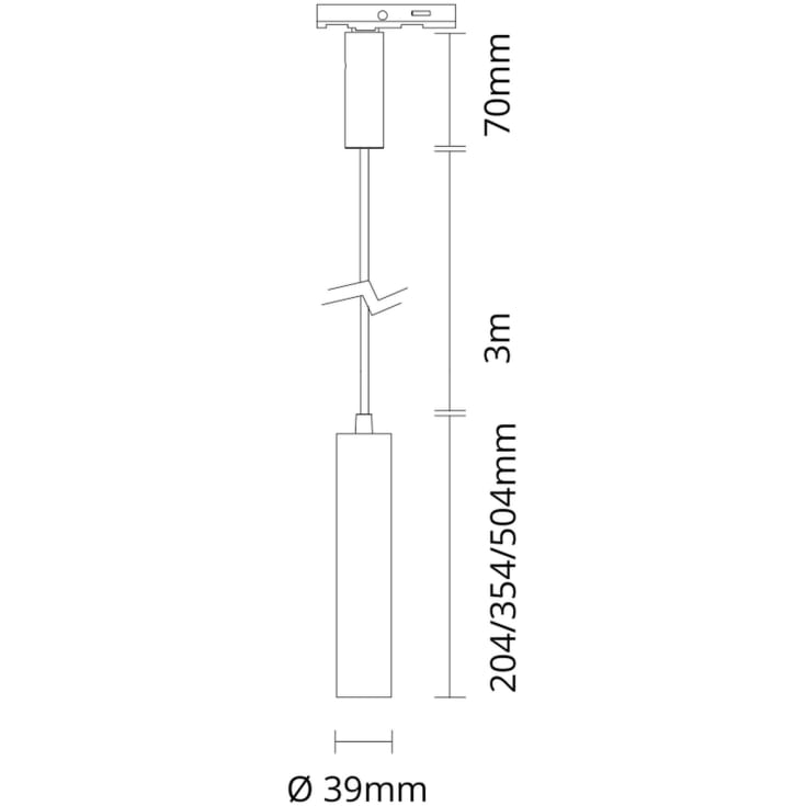 SG Zip Tube Micro 1F skinnependel, 3000K, sort