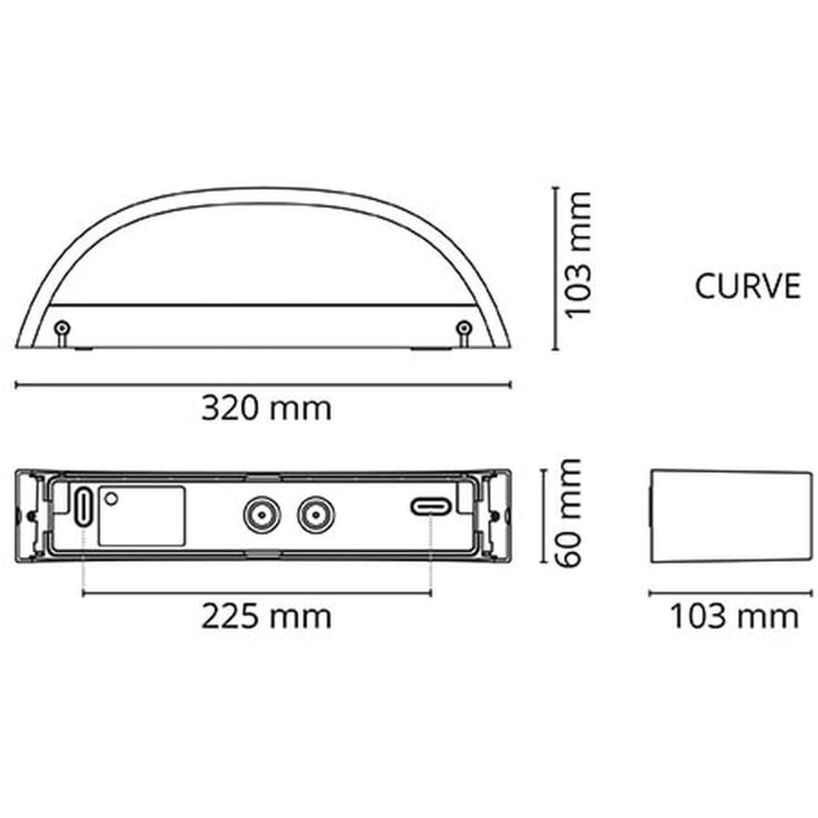 SG Curve Direct udendørs væglampe, 2700K, sort