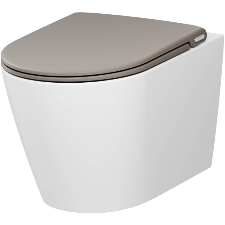 Pressalit Trend Style D2 væghængt toilet, uden skyllekant, hvid/mat beige