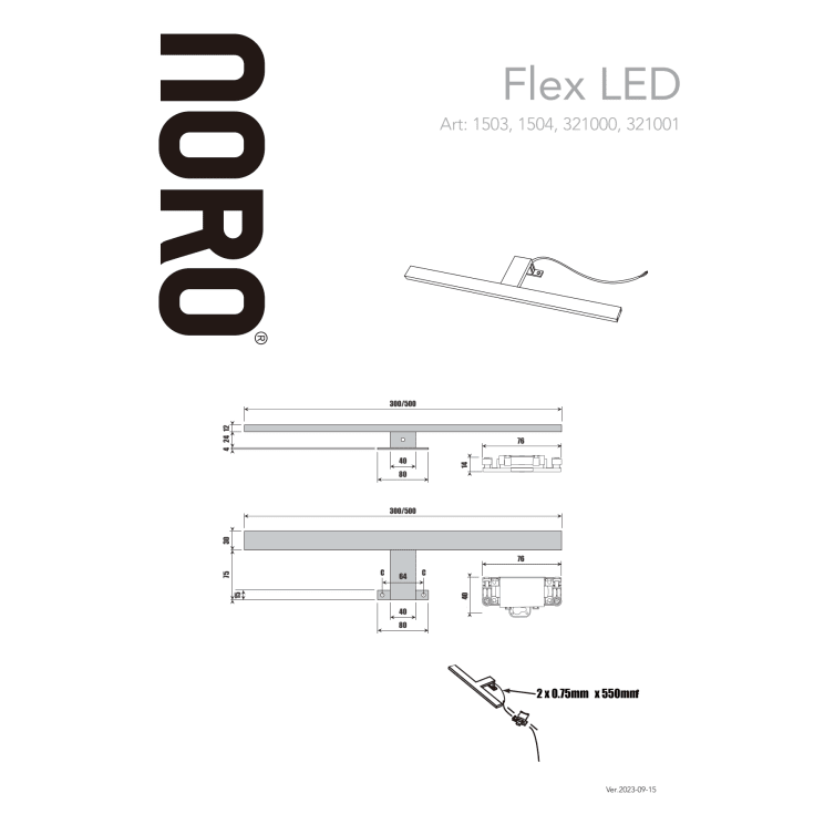 Noro Flex led baderomslampe, 300 300x110 mm, krom