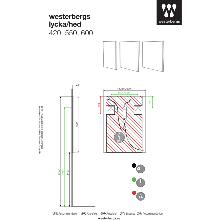 Westerbergs Lycka speil, 42x80 cm
