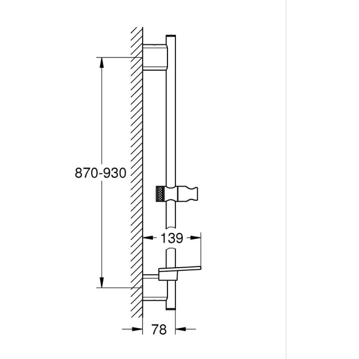 Grohe Rainshower SmartActive duschstång, 90 cm, matt svart