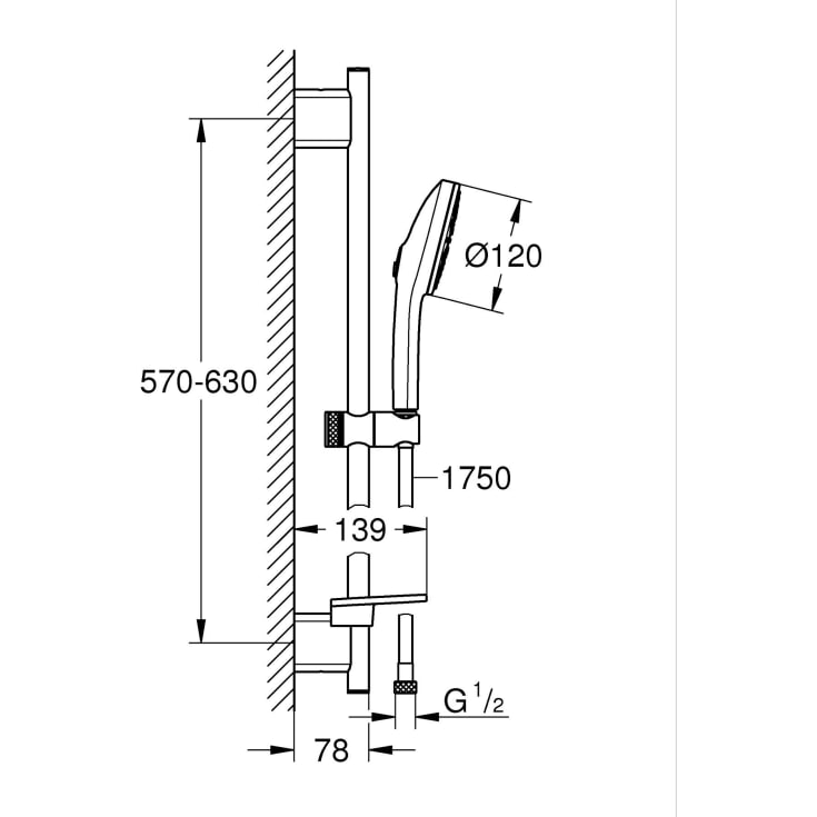 Grohe Vitalio Joy+ duschset, vattenbesparande, borstad mässing