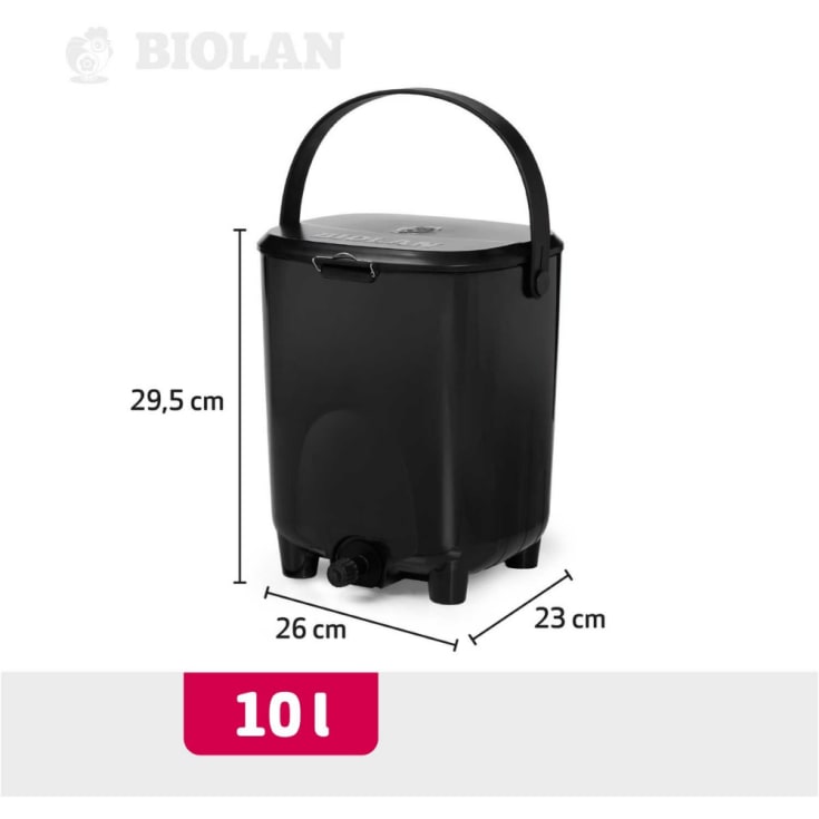 Biolan Bokashi kompostbøtte, lufttett lokk, 10 liter, hvit