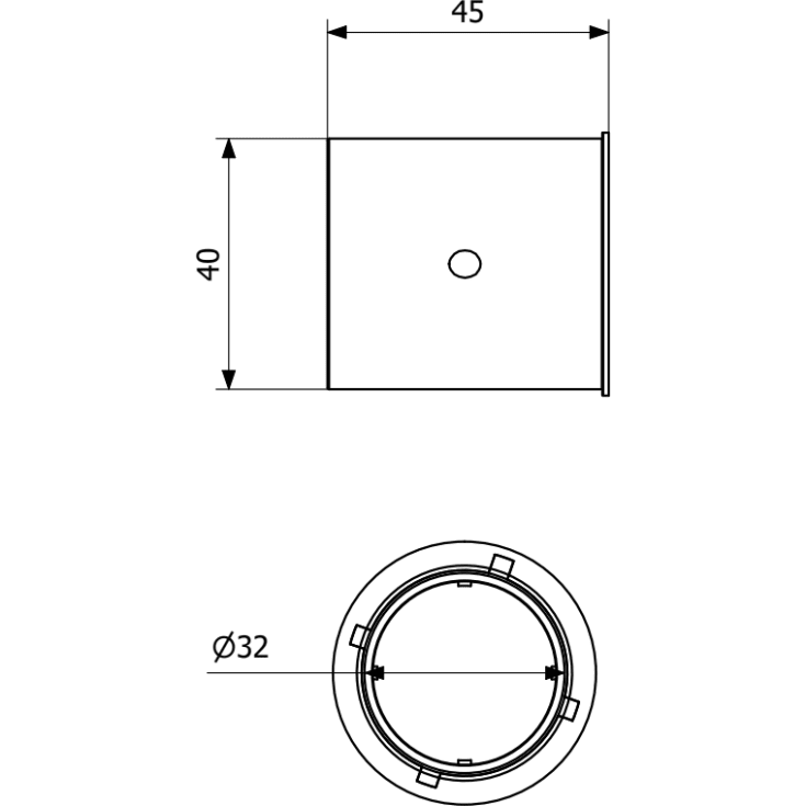 Purus förminskning, indstick, Ø40x32 mm, plast, hvid