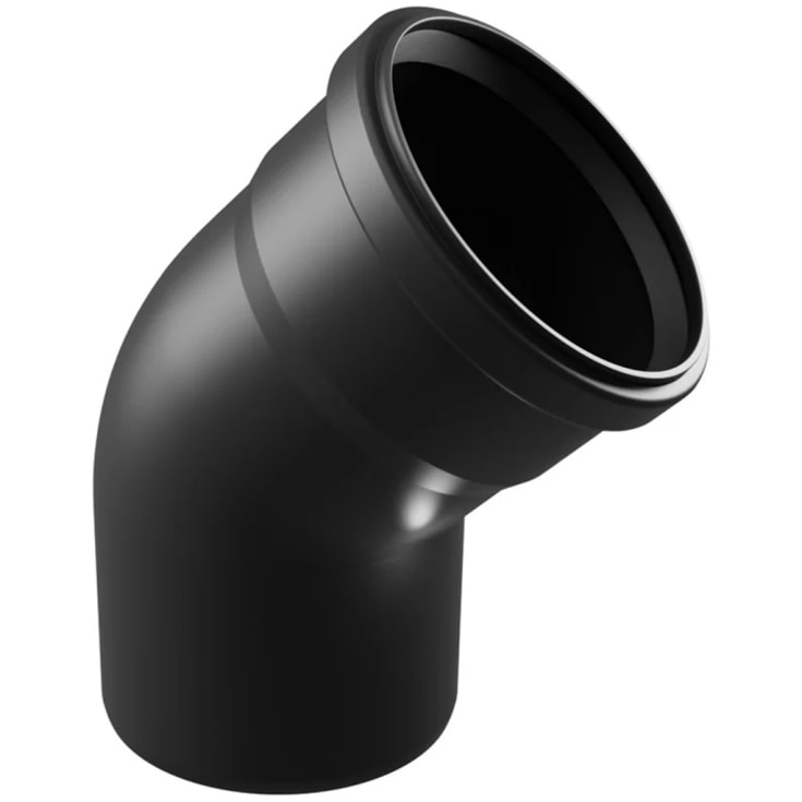 Cinderella flue pipe bend, 45° vinkel, 110 mm, svart