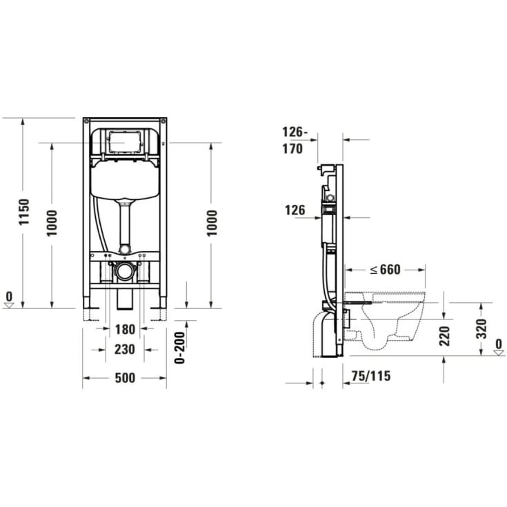 Duravit DuraSystem innbyggingssisterne, 115 cm