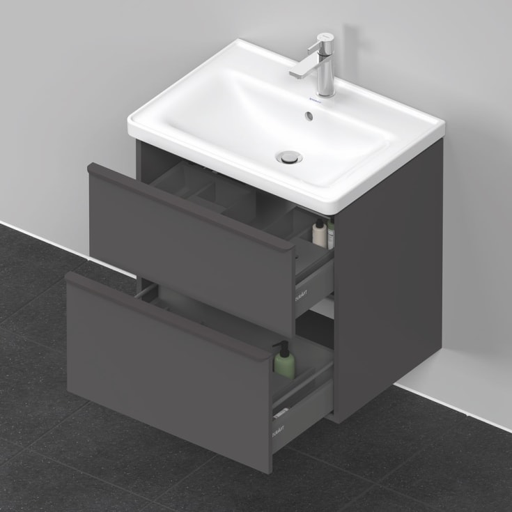 Duravit D-Neo møbelpakke, 65x48 cm, med servant, grafitt matt