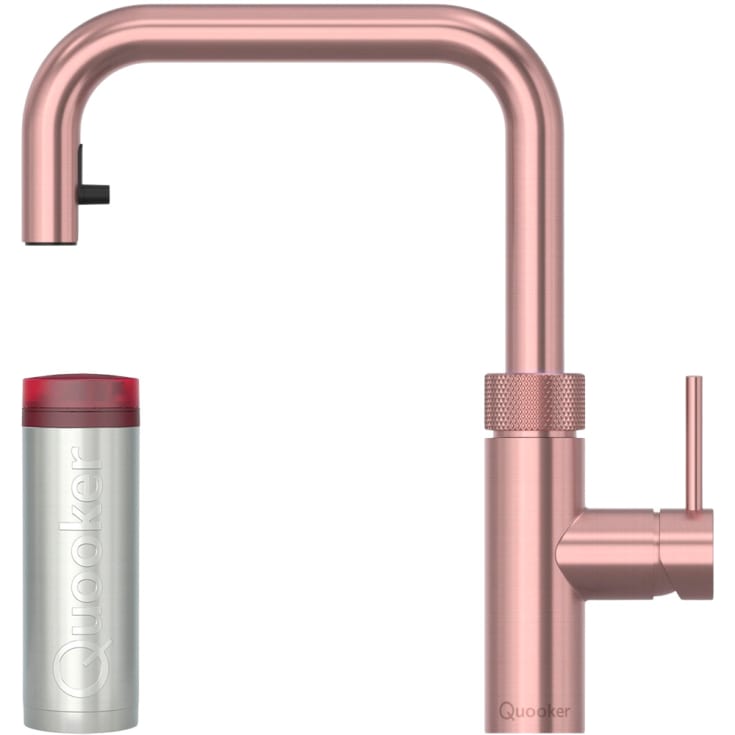 Quooker Flex Square Pro3 køkkenarmatur, kogende vand, udtrækstud, rosa kobber