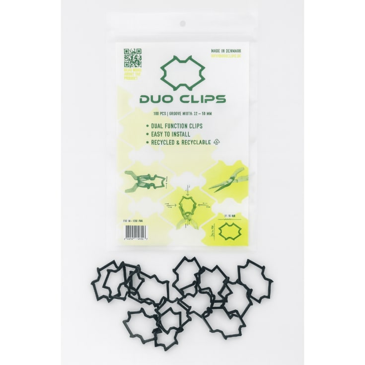 100 stk DuoClips rilleclips til ledninger og rør, Ø22-50 mm