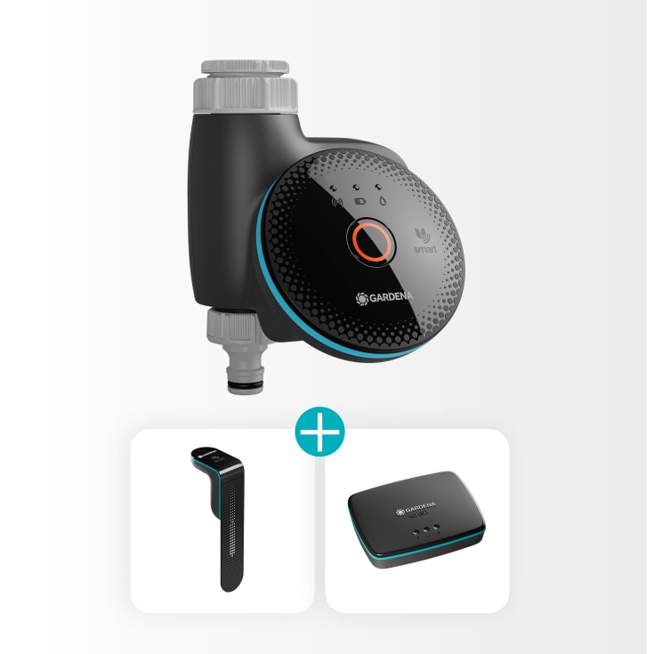 Gardena smart bevattningsdator med gateway och sensor