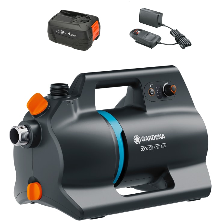 Gardena batteridriven tryckpump 3000 Tyst, 18V/4Ah batteri