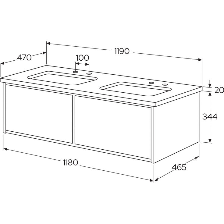Gustavsberg Ducentic möbelpaket, 119x47 cm, vit