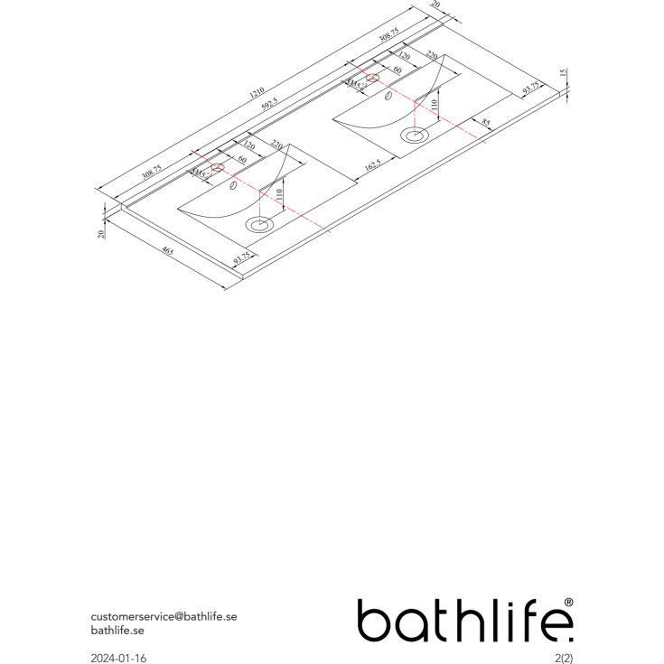 Bathlife Eufori møbelpakke, med servant, 121x46,5x50 cm, hvit matt