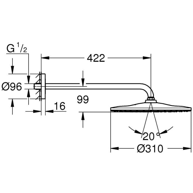 Grohe Rainshower Mono takdusch, Ø31 cm, vandbesparende, borstad warm sunset