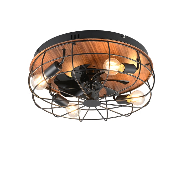 Trio Lighting Trondheim loftventilator med lys, træ