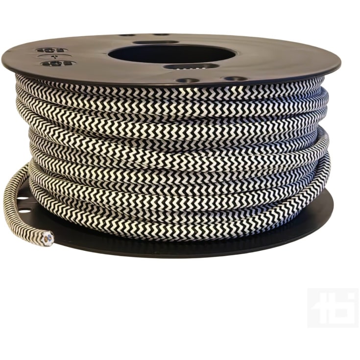 TBI stofledning, 2x0,75 mm²,hvid/sort, metervare