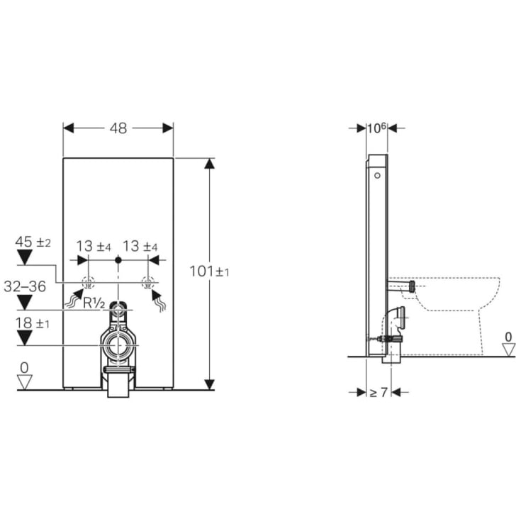 Geberit Monolith cisterne t/ gulvstående toaletter, 101 cm sort