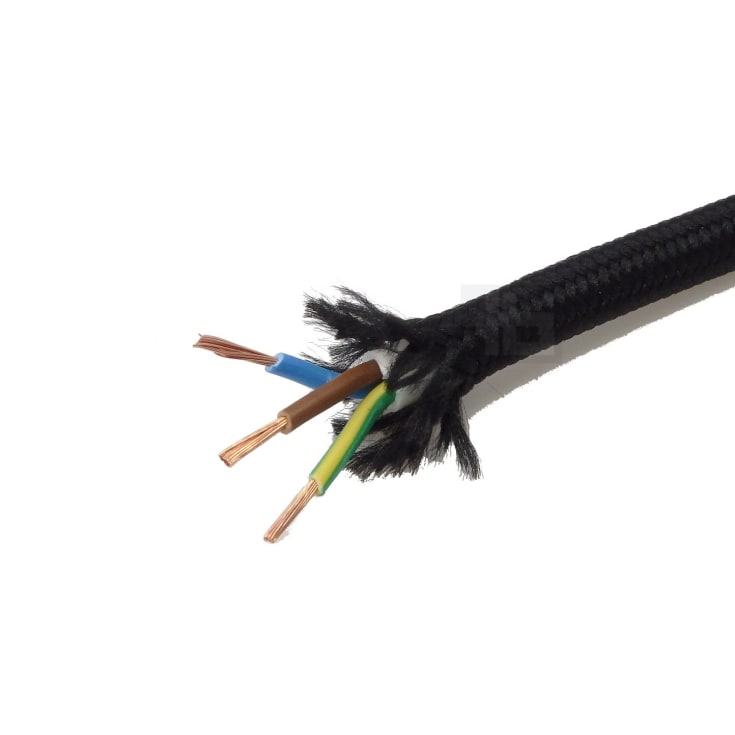 TBI stofledning, 3G0,75 mm², sort, metervare