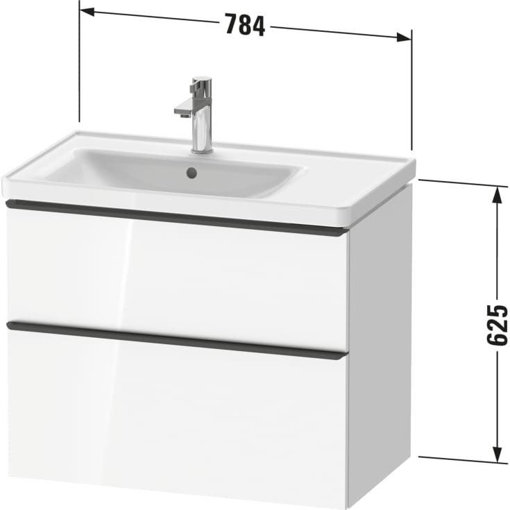 Duravit D-Neo servantskap, 78,4x45,2 cm, matt hvit/krom