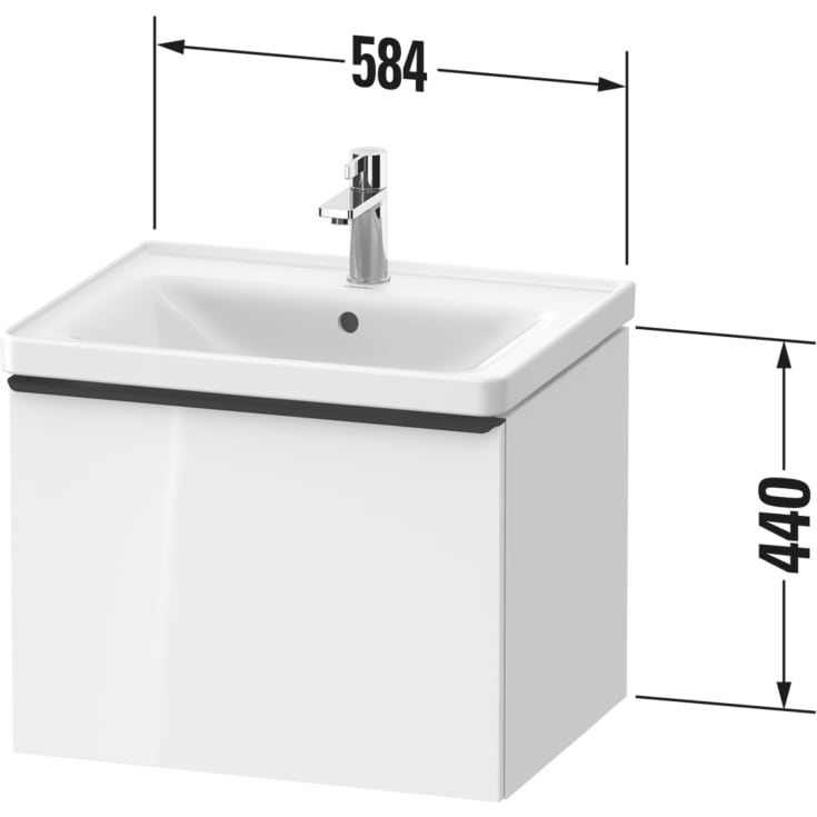 Duravit D-Neo tvättställsunderskåp, 58,4x45,2 cm, mörk valnöt/svart