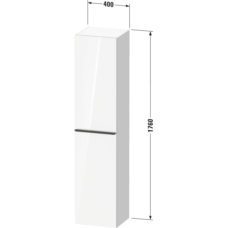 Duravit D-Neo högskåp, 40x176 cm, vänster, matt grafitgrå/stål
