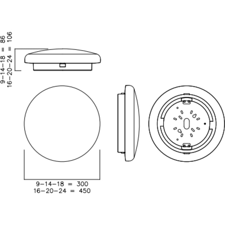 Armatur Augusta 8–12 W MW 300 mm med sensor