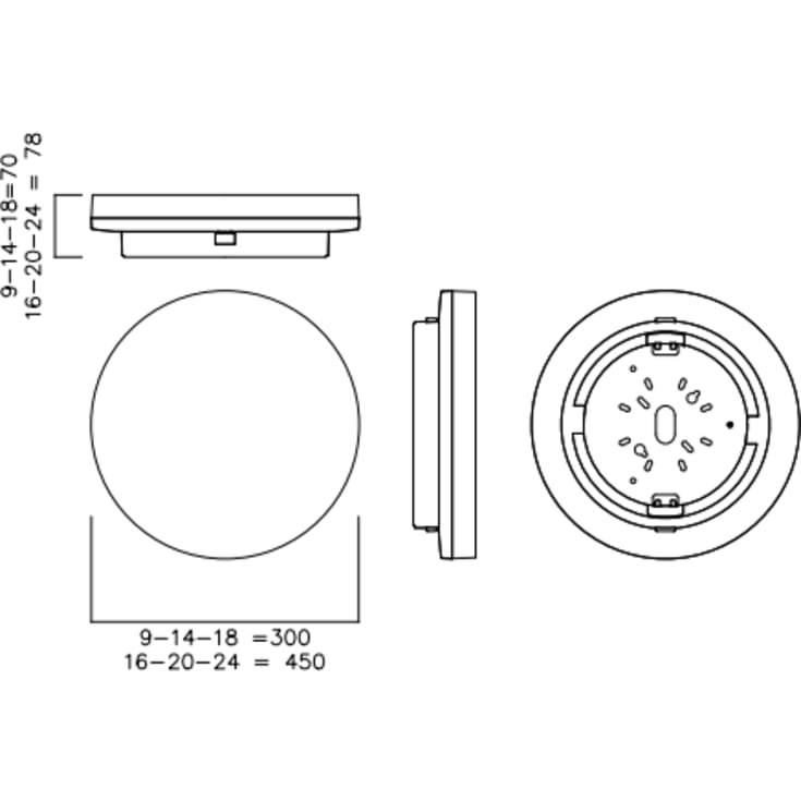 Armatur Atlanta 8-12W CFMV 300 mm korridorfunktion